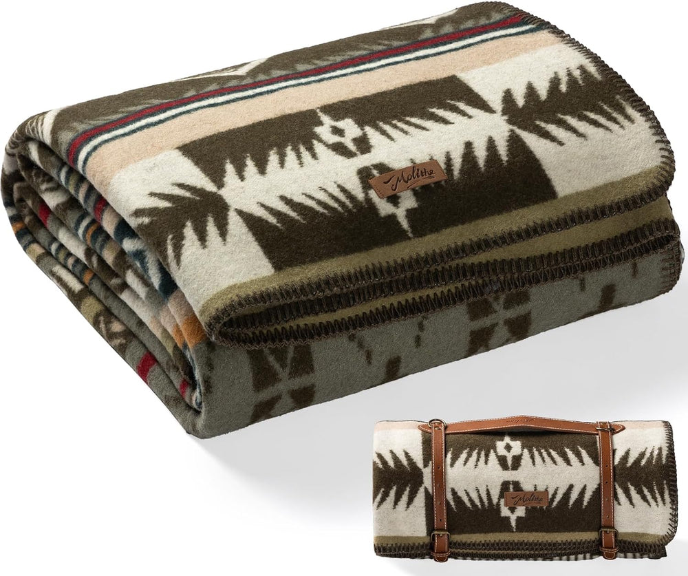Molithe 100% Wool Blanket, 62" x 86", Warm, Thick, Military, Campin...