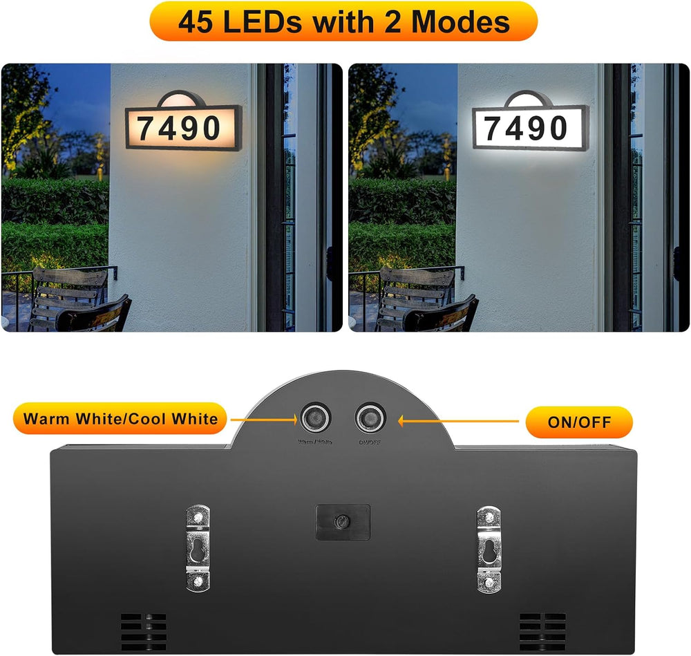 LED Solar Address Sign, Address Numbers for Yard with 2 Colors
