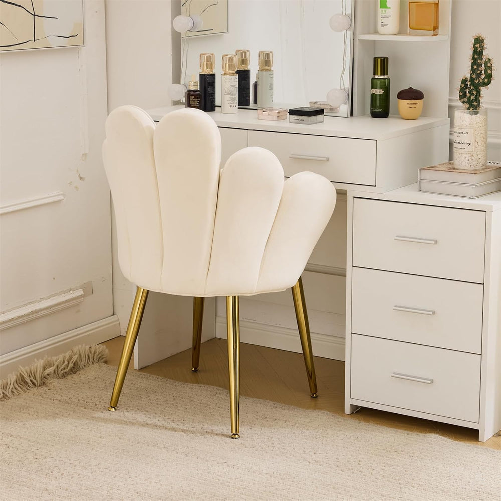 VINGLI Petal Makeup Vanity Chair with Back,Flower Cute Girls Desk Chair Comfy...