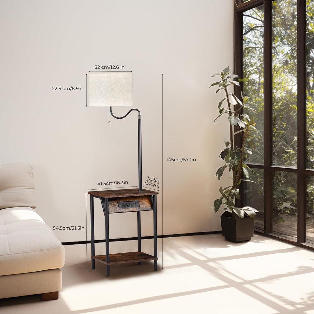 FIMEI Floor Lamp with Table, End Table with Charging Station USB Ports & ...