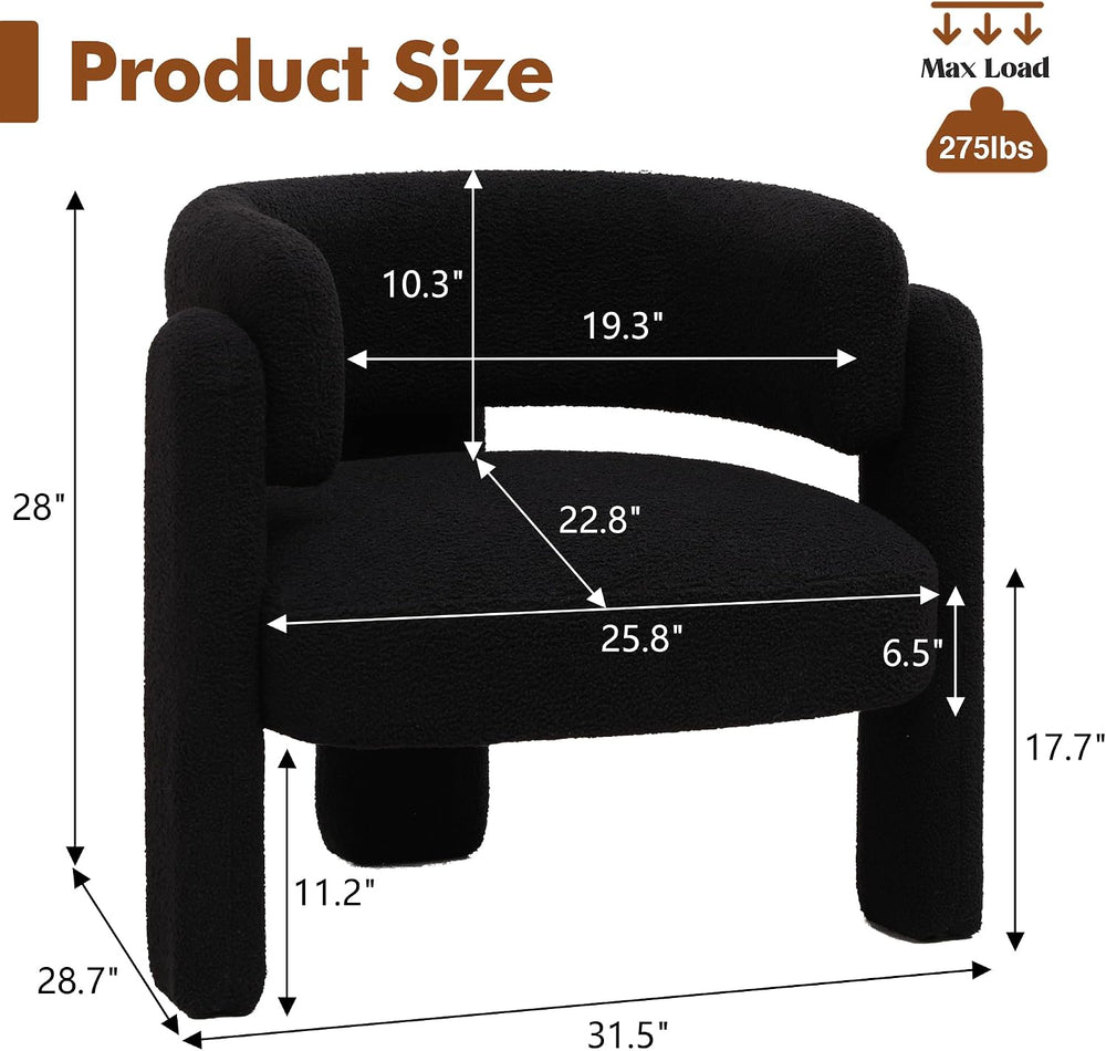 Accent Chair for Living Room, Modern Sherpa Barrel Chair, Upholstered Living ...