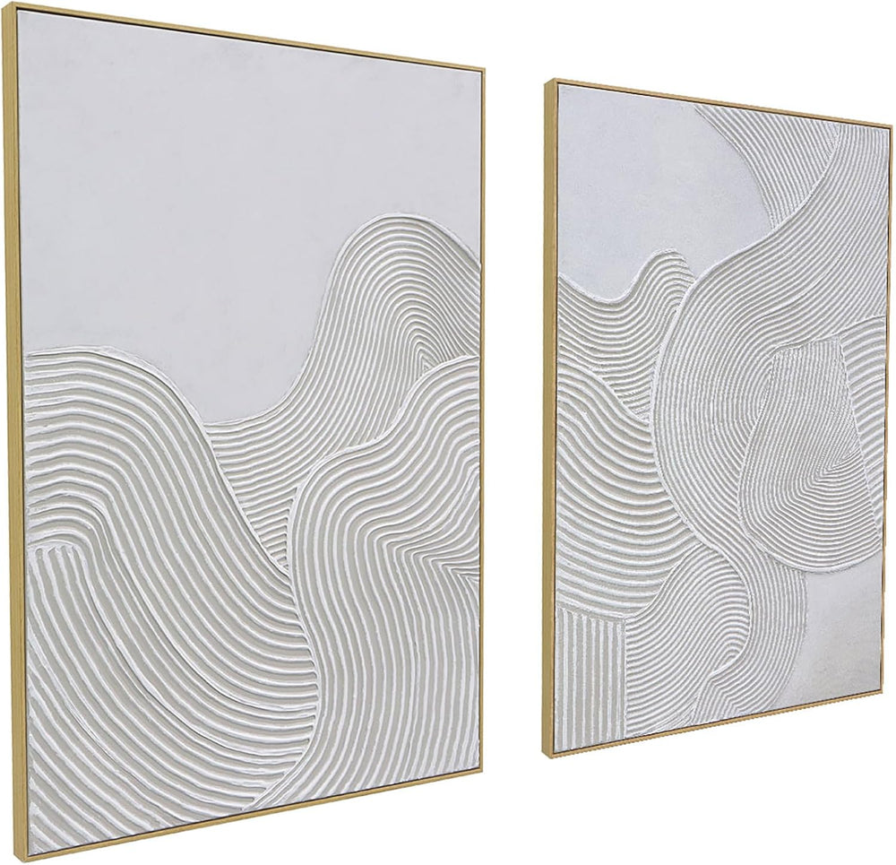Zessonic Neutral Abstract 3D Textured Hand-Painted Thick Wall Art,28"x40...