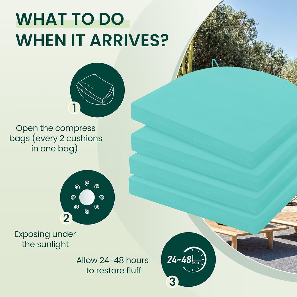 HARBOREST Outdoor Chair Cushions Set of 4, Water Resistant Patio Chair Cushio...