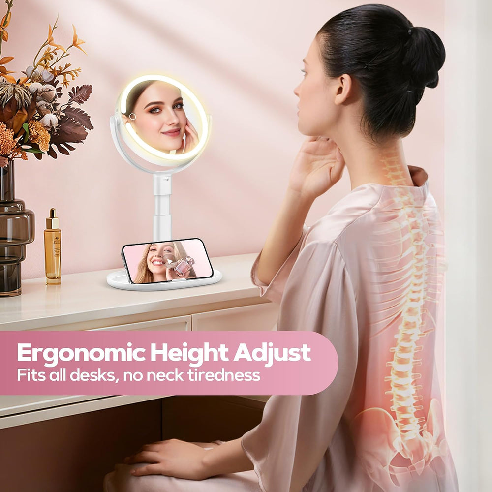 MOMOKUBA Makeup Mirror with Lights, 30X Magnifying & Height Adjustable, L...