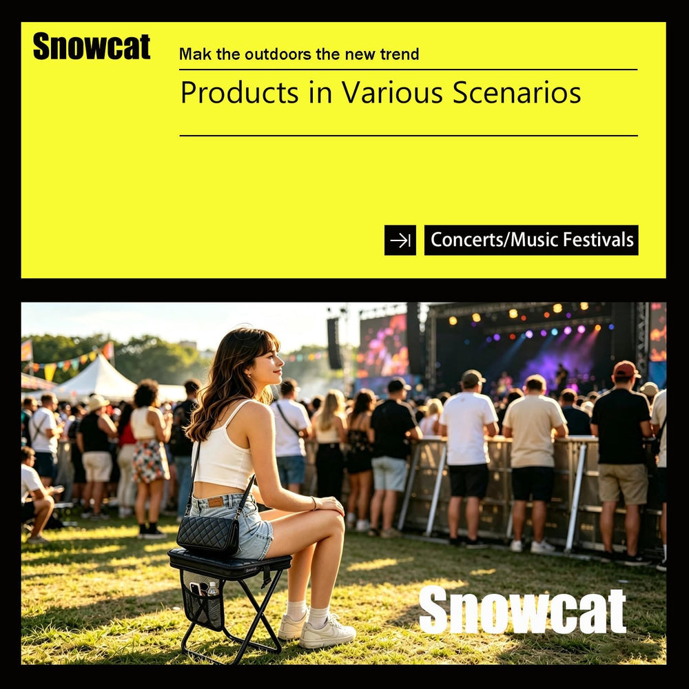 Snowcat 2-in-1 Foldable Stool Crossbody Bag Diamond Quilted PU Chair