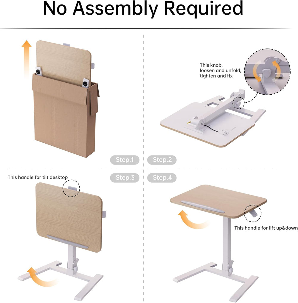 alawooder 25" Mobile Folding Desk: Pneumatic Sit-Stand, No Assembly