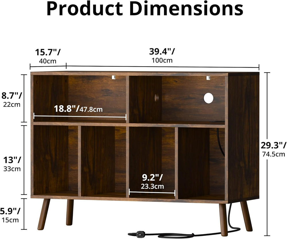 Cozy Castle Record Player Stand with Vinyl Storage Cabinet, Wood Turntable Ta...