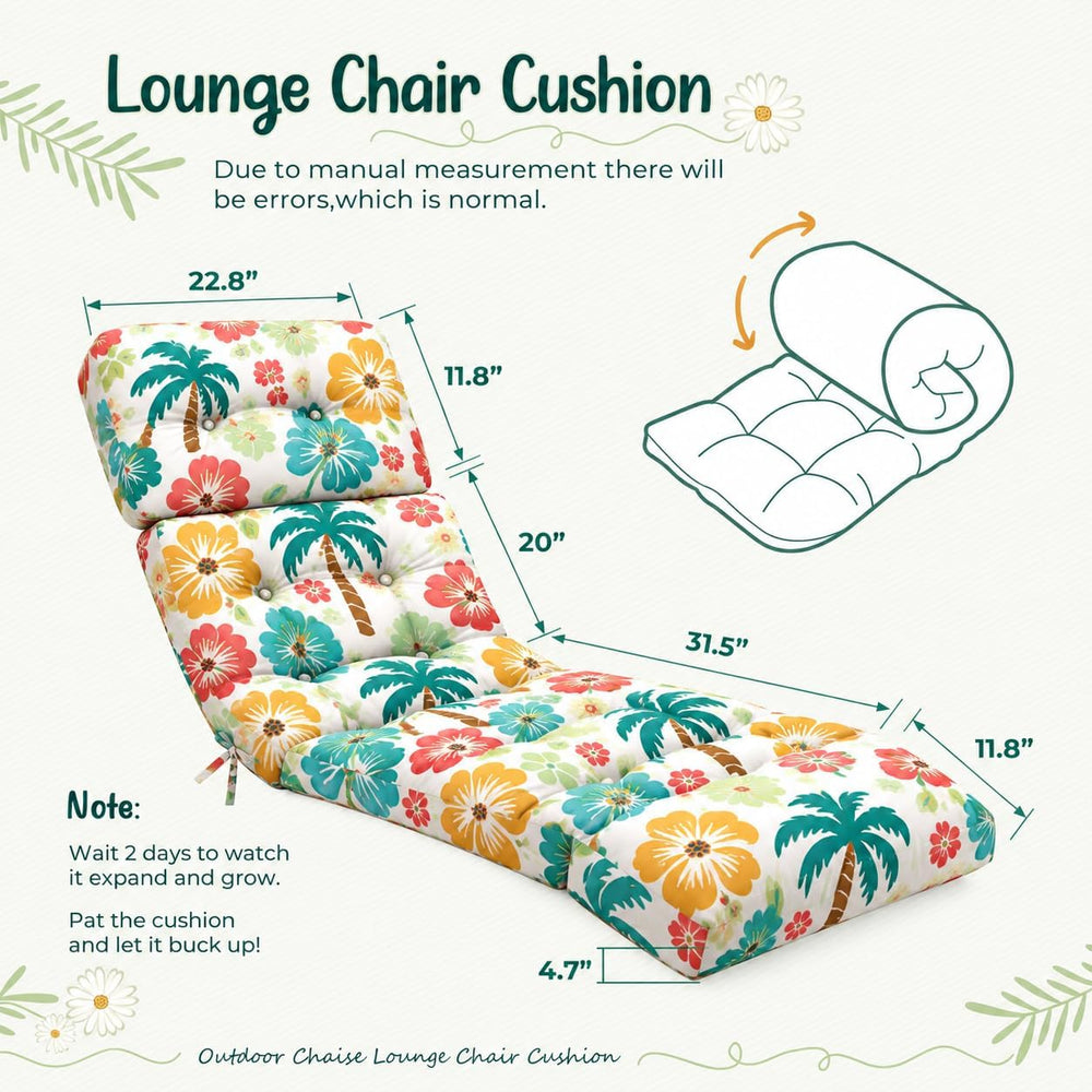Outdoor Chaise Lounge Chair Cushions Set of 2 Waterproof 75.1x22.8x4.7" 5#