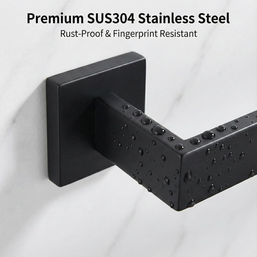 5-Piece Bathroom Hardware Set, 16 in Towel Bar, Matte Black