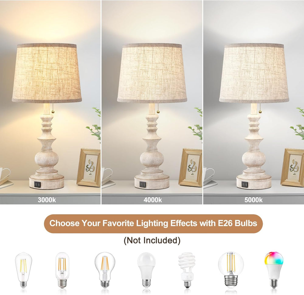 Drawealth Table Lamps for Bedrooms Set of 2 Farmhouse Bedside Lamps for Night...