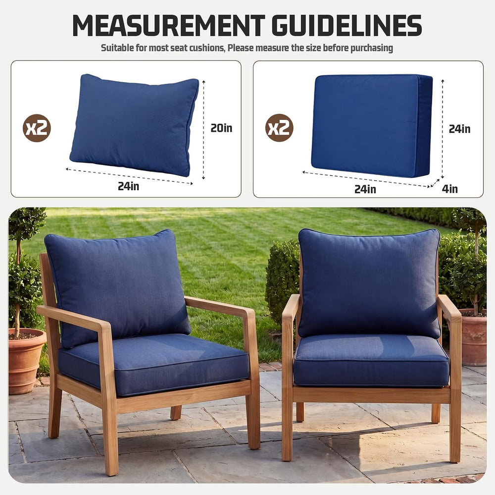 4pcs Outdoor Patio Cushion Covers Replacement, 24" Zippered Outdoor Cush...