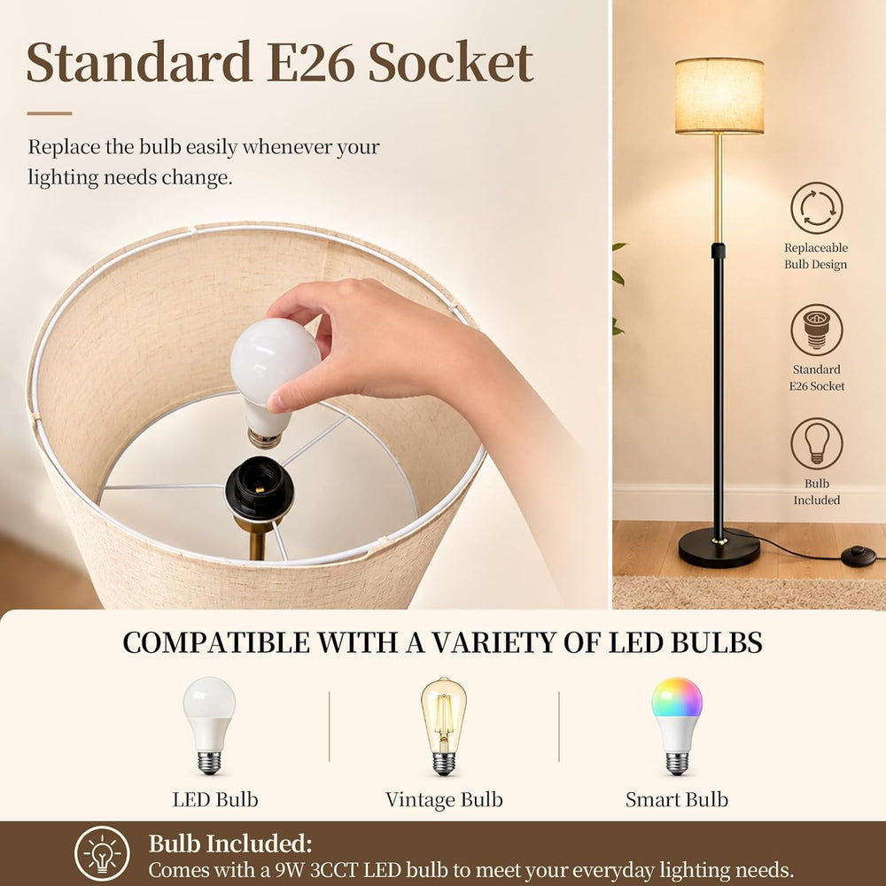 Dimmable Floor Lamp for Living Room, Standing Lamp with Remote, 55-67 in
