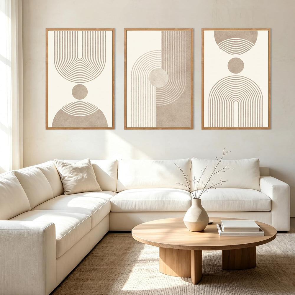 BINCUE Neutral Abstract Wall Art Beige Large Wall Decor Boho Mid Century Mode...