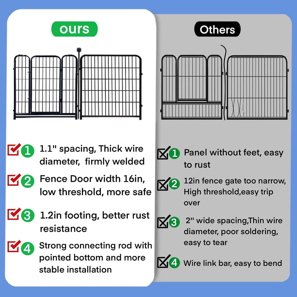 ADAVIN Dog Fence, 32in Tall Garden Fence Animal Barrier, 12 Panels | 26.6Ft H...
