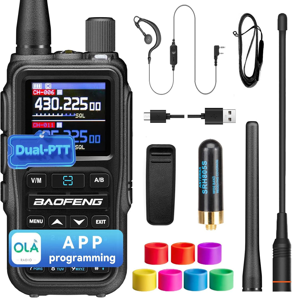 BAOFENG UV5RMINI Two Way Radio NOAA Weather Radio Dual PTT 999CH Survival APP...
