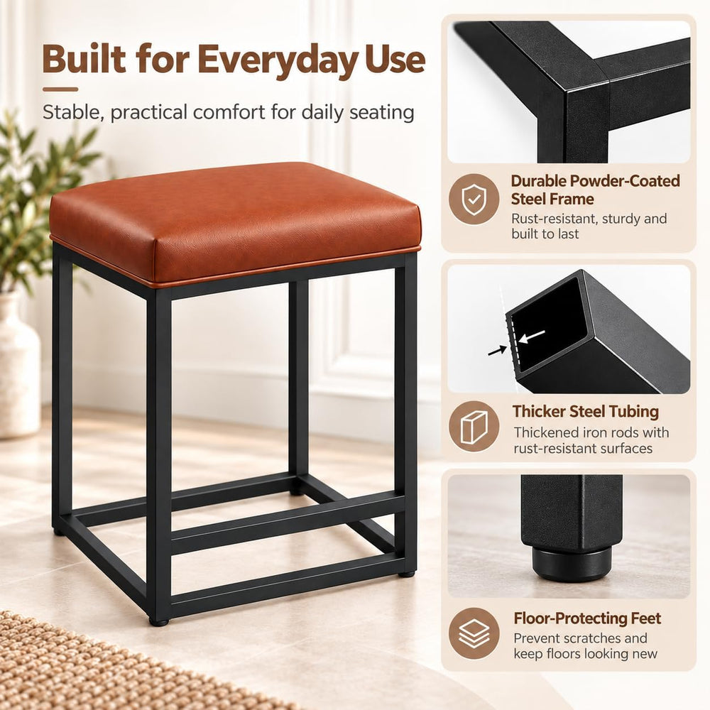 MAISON ARTS Counter Height Bar Stools Set of 4, Kitchen Backless Barstools
