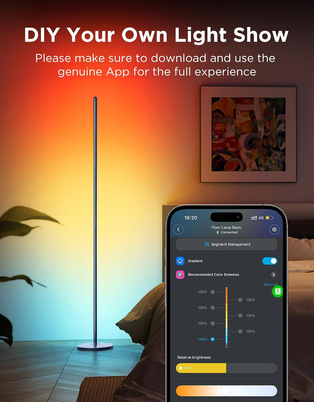 Govee RGBIC Floor Lamp Basic, 1000lm LED Corner Lamp, Blue