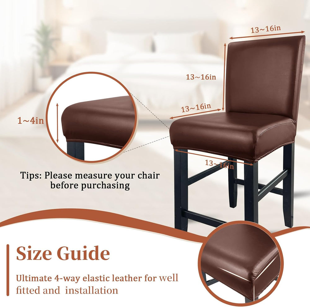 PU Leather Bar Stool Covers with Backs Waterproof Bar Stool Chair Covers