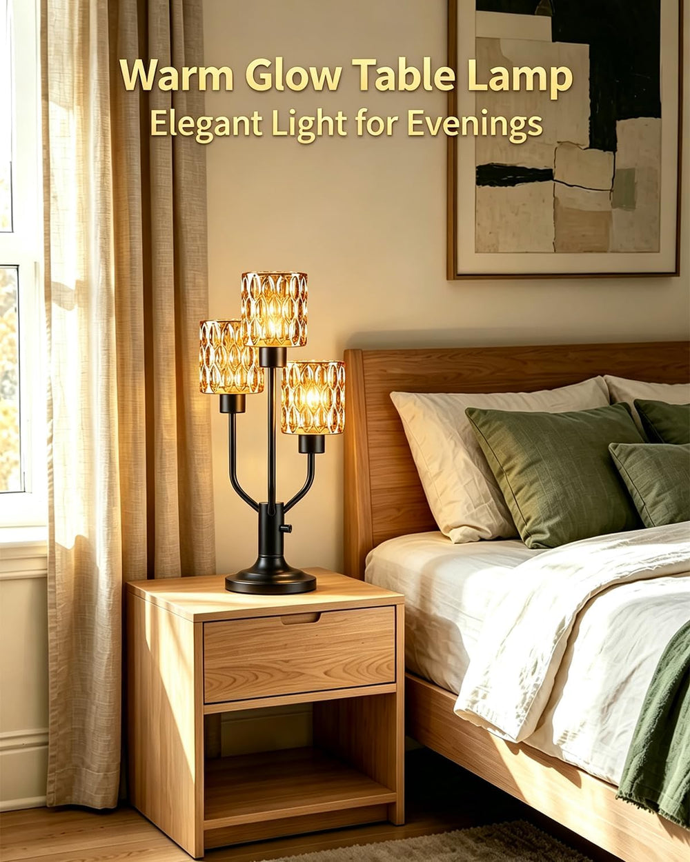 Mid Century Modern Table Lamp Dimmable Vintage Black Lamp Gift Box