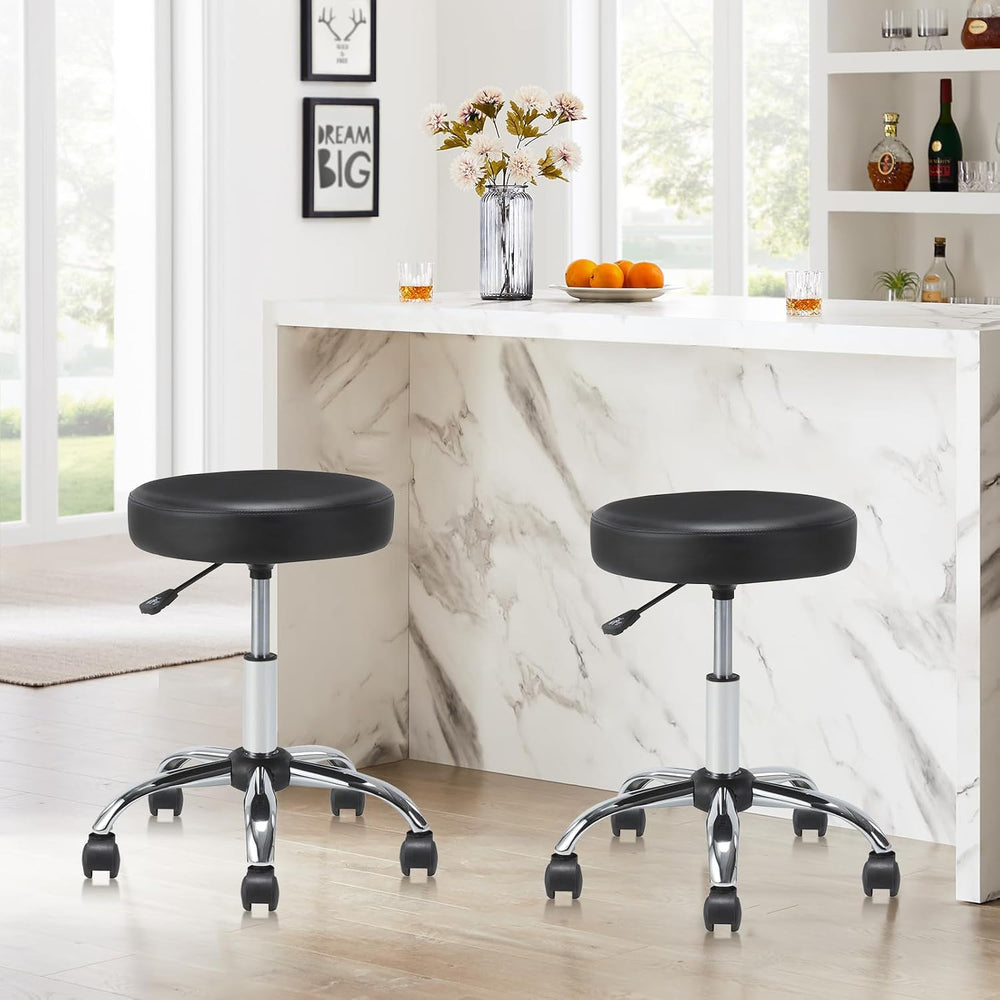 Round Rolling Stool Swivel with Wheels Adjustable Height Seat 19.7"D x 1...