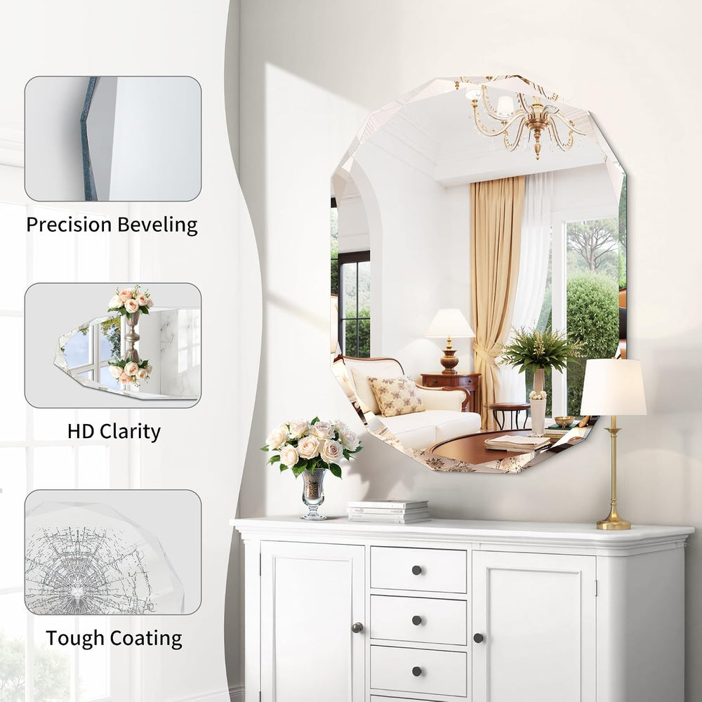 GLASHOM Frameless Mirrors for Bathroom 30x40 inch