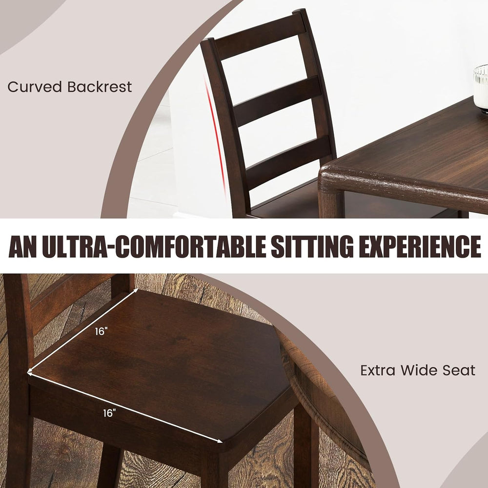 COSTWAY Dining Chairs Set of 4, Mid-Century Modern Wooden Chairs, Brown