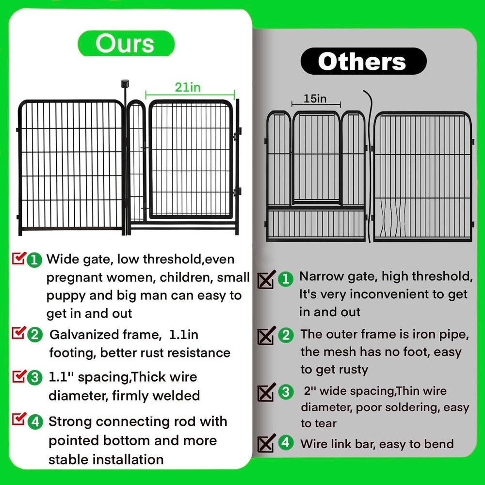 Garden Fencing 40 inch High, Dog Fence Outdoor for Yard, 21" Wide Low Th...