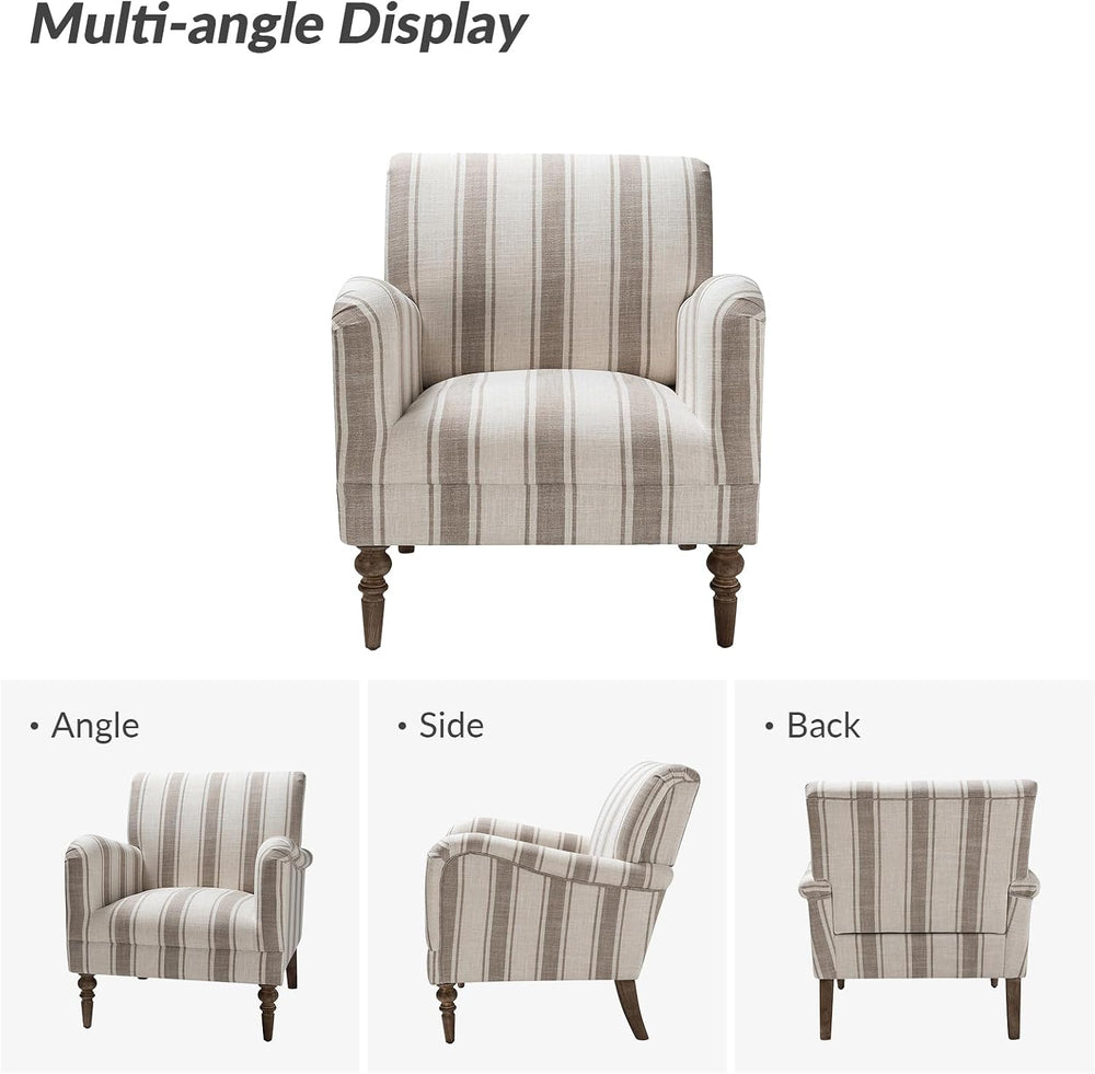 HULALA HOME Farmhouse Accent Chair with Stripe Pattern, Tan