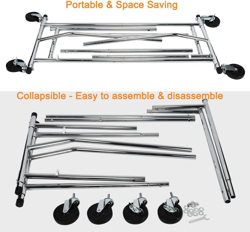 HOKEEPER Clothes Rack Rolling Clothing Racks with Wheels Collapsible
