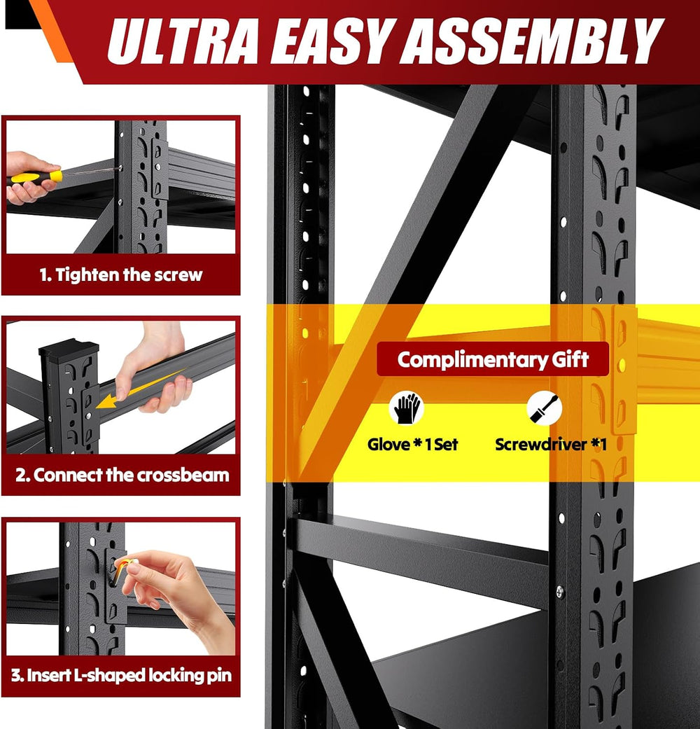 79" W Heavy Duty Storage Shelves, Adjustable Garage Shelving Unit