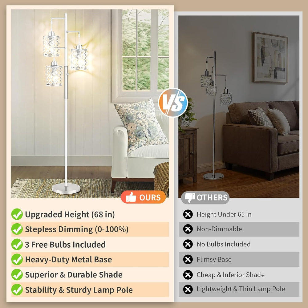 68" Modern Tree Floor Lamp, Dimmable Minimalist Tall Standing Lamp with ...