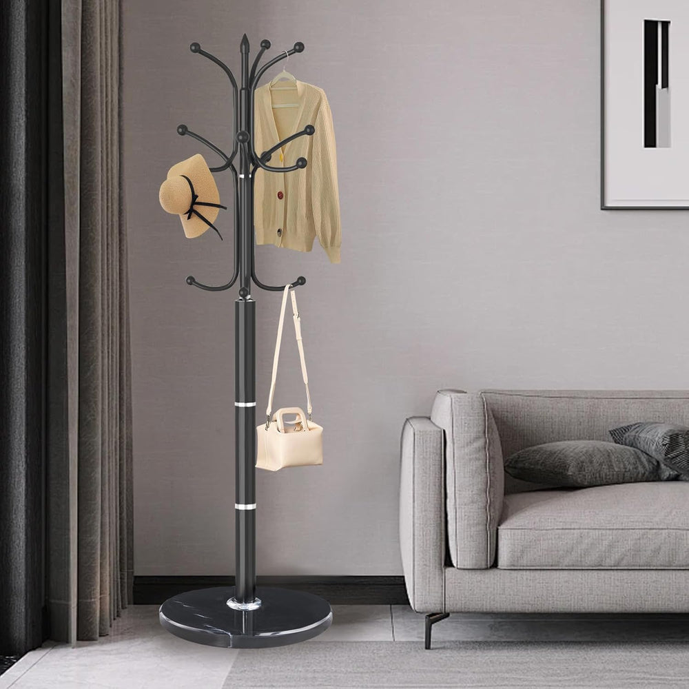 Metal Coat Rack Stand, Modern Freestanding Coat Rack with Natural Marble Base...