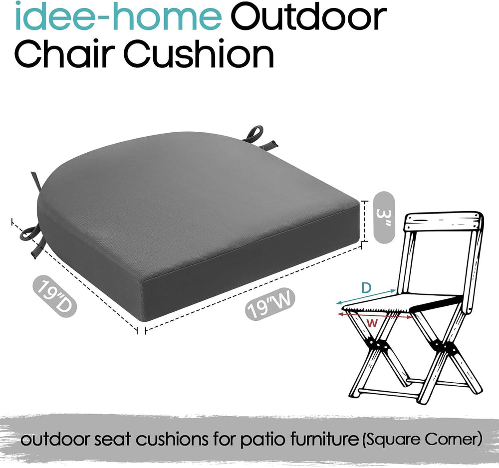 idee-home Outdoor Chair Cushions Set of 2, 19 x 19 Outdoor Seat Cushions