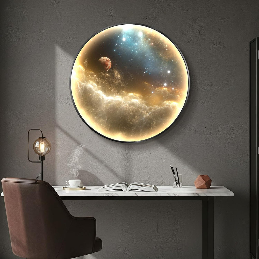 Framed LED Space Wall Art for Living Room, Modern Galaxy Artwork, 30x30 In