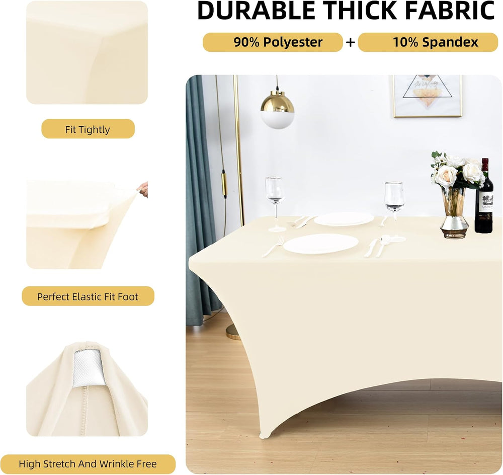 6-Pack 6ft Spandex Table Covers for Rectangle Standard Folding Tables - Wrink...
