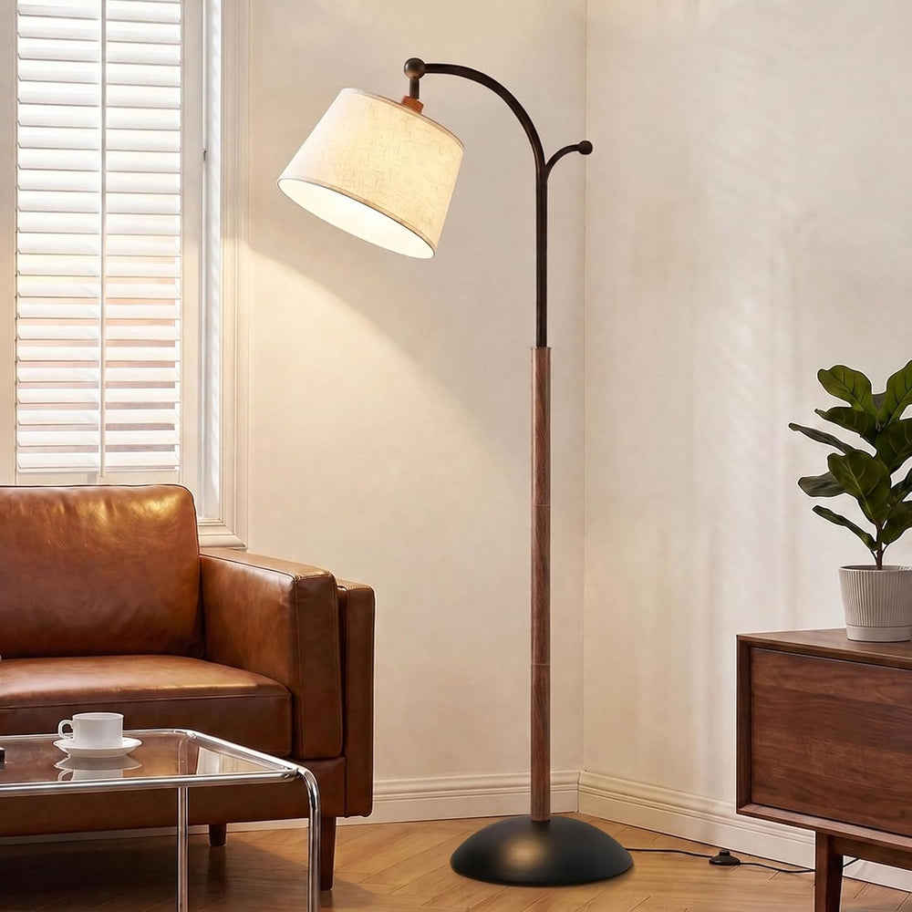 Floor Lamp, 9W 850lm Smart LED Arch Floor Lamp - Wood Grain Base