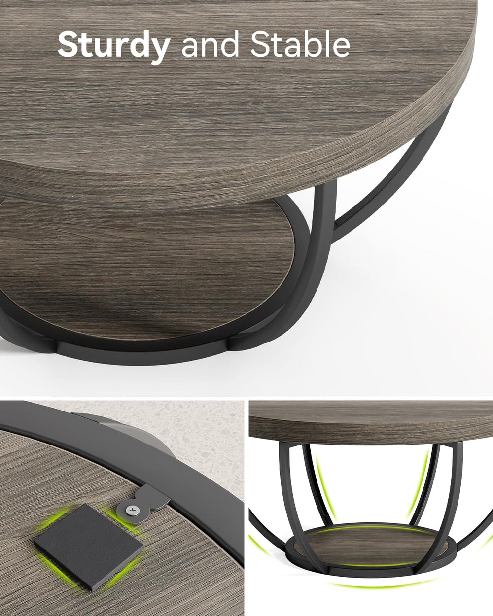 LITTLE TREE Round Coffee Table, 32" Circle Coffee Tables for Living Room