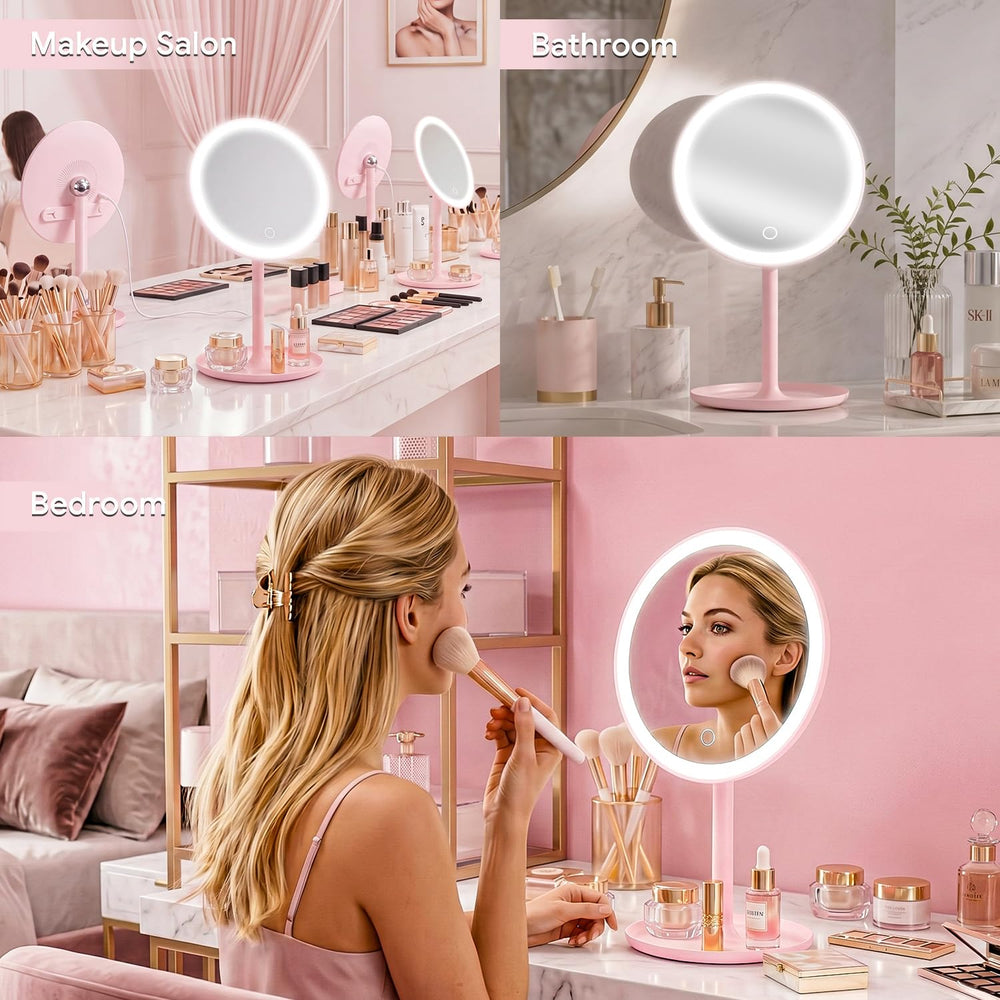 8″ Lighted Makeup Mirror, 4-in-1 Magnetic Detachable Vanity Mirror