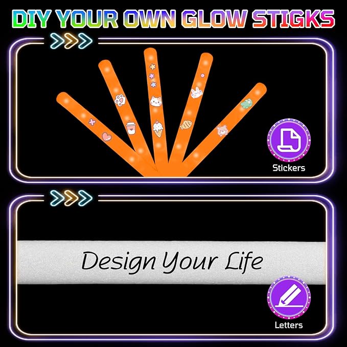 Foam Glow Sticks Bulk, 30 PCS Orange Light Up Foam Sticks 3 Modes, Glow Party...