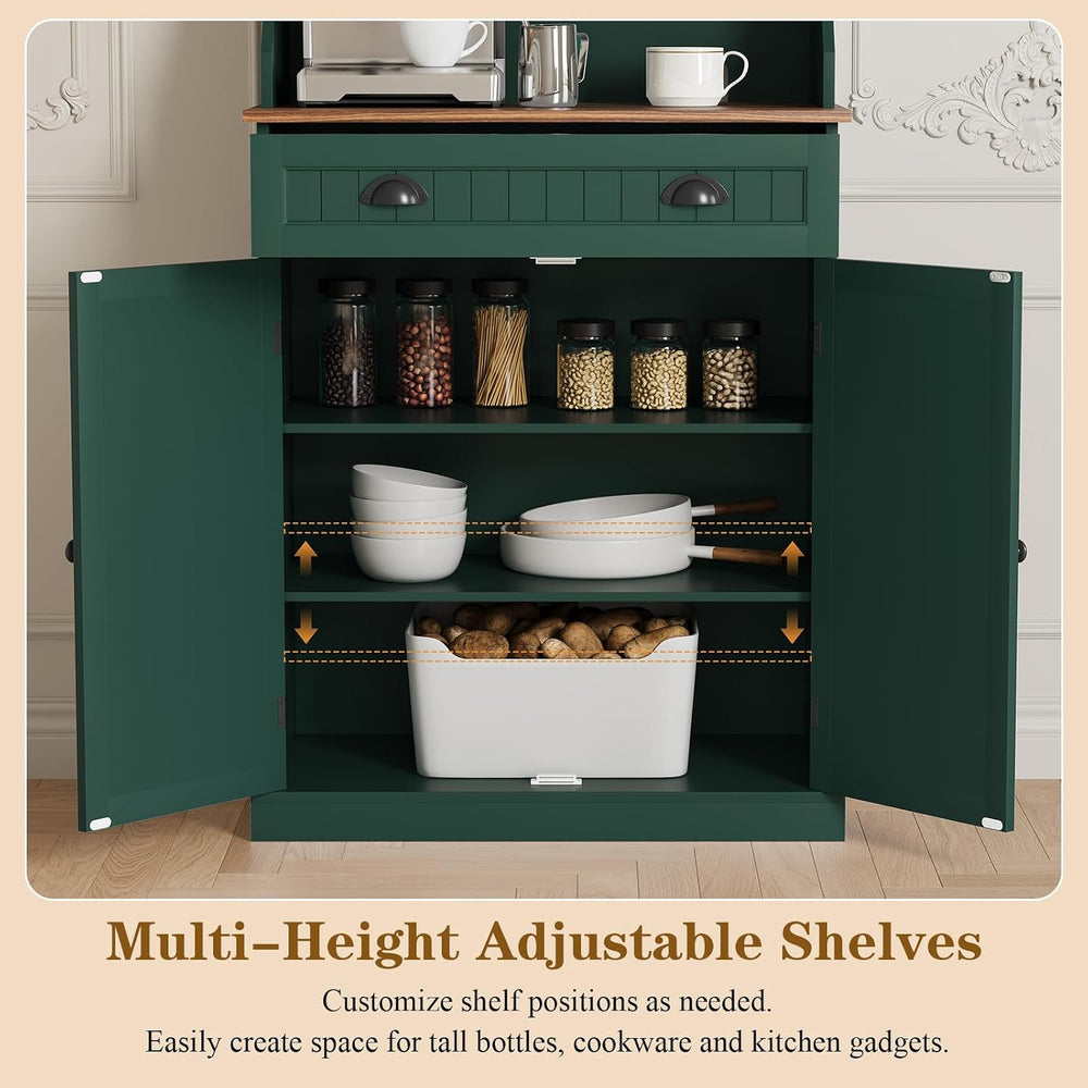 ARTPOWER 54" Microwave Stand with Storage Cabinet, Kitchen Pantry, Green