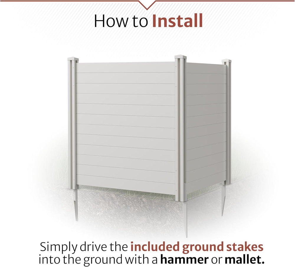 Enclo Premium White Vinyl Privacy Screen, DIY No Dig Kit