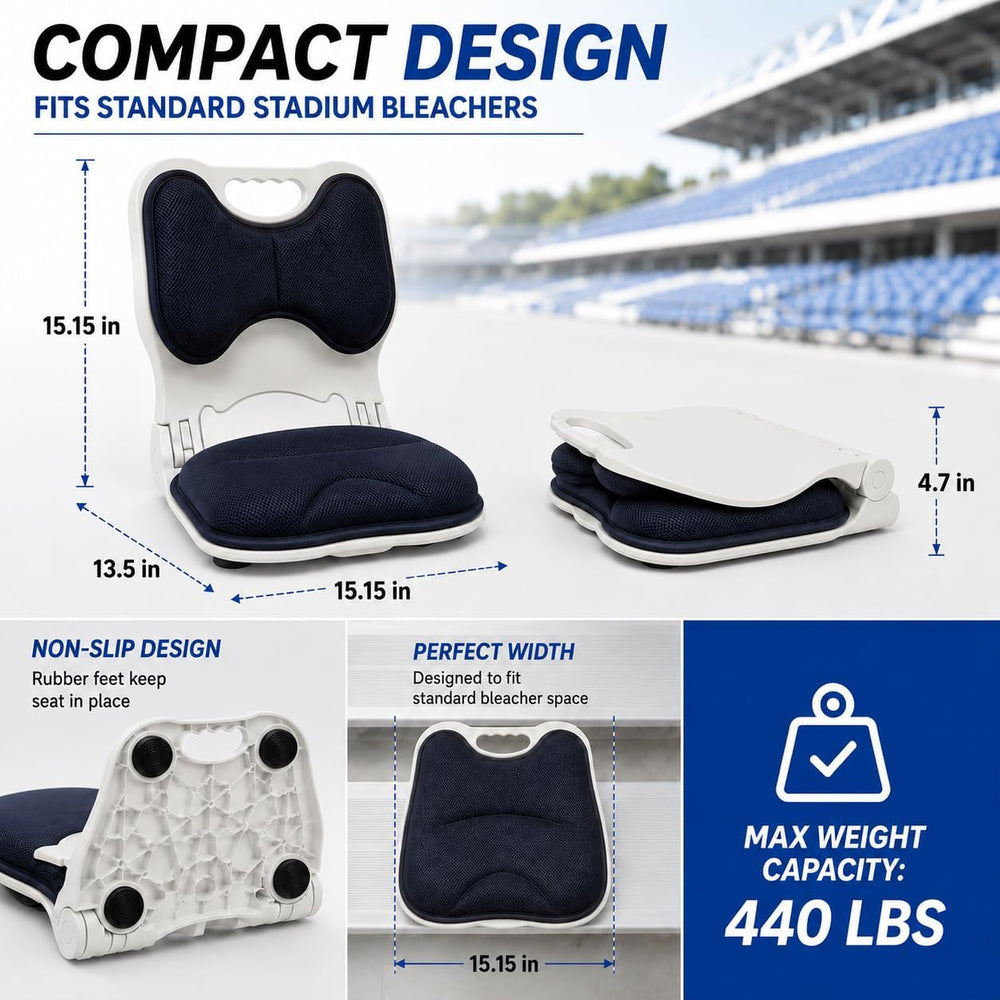 Portable Stadium Seat for Bleachers with Back Support, Carry Bag