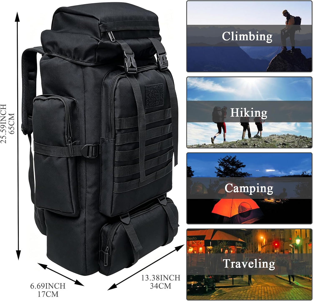 80L Hiking Backpack Camping Rucksack, 80 liters Large Capacity Outdoor Knapsa...