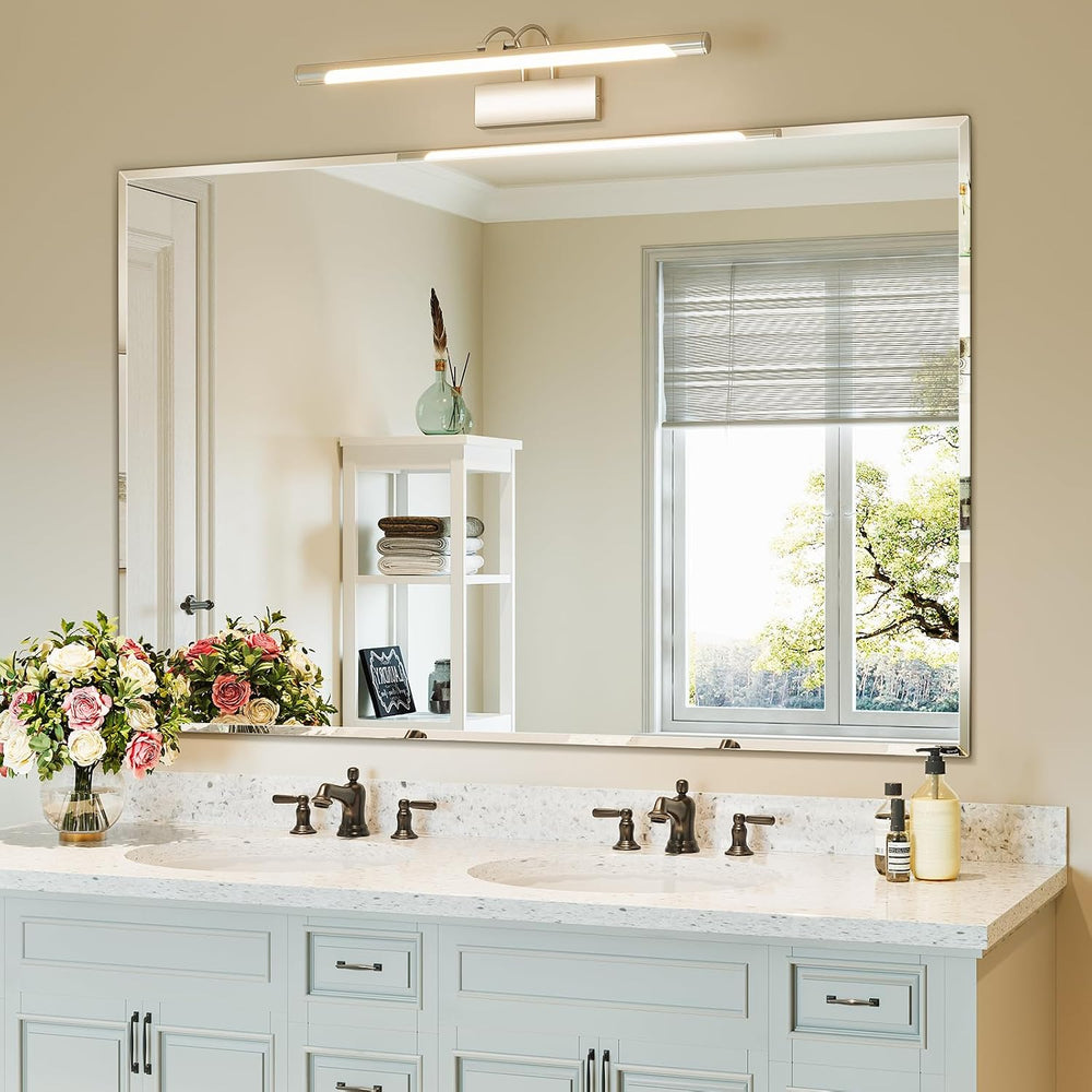 Beveled Bathroom Mirror 55"x36", Frameless Mirror for Wall