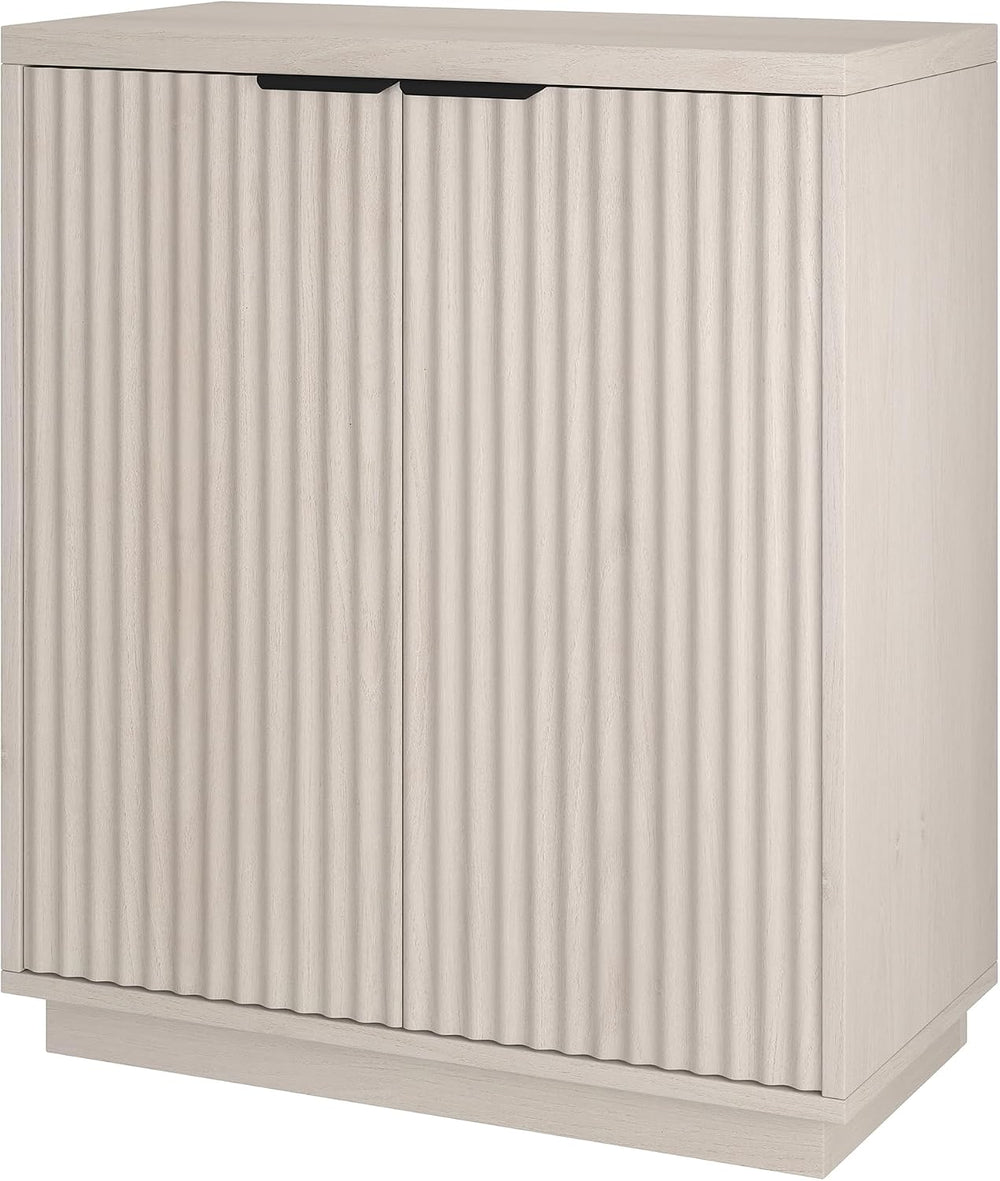 Henn&Hart 28" Fluted Accent Cabinet, Sideboard Buffet, Beech White