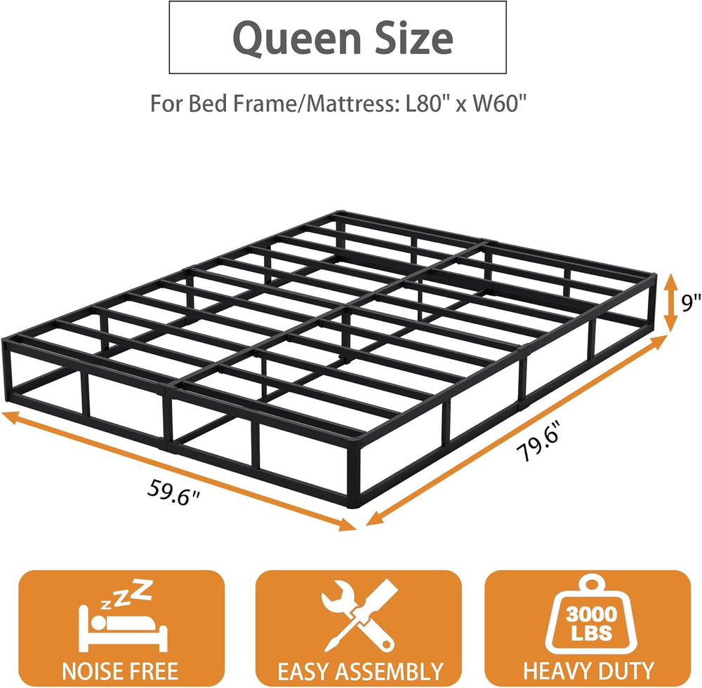 Snaye Queen Size Box Spring Bed Base 9 Inch, 3000lbs Heavy Duty Box Spring Qu...