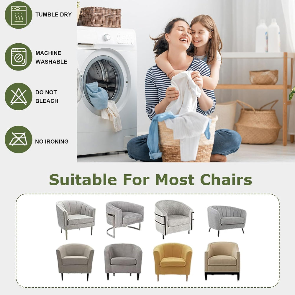 HAOYONG 2 Piece Club Chair Slipcover Stretch Barrel Chair Covers Solid Tub Ch...
