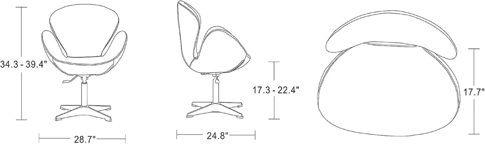Manhattan Comfort Raspberry Adjustable Swivel Accent Chair Set of 2 with 360°...