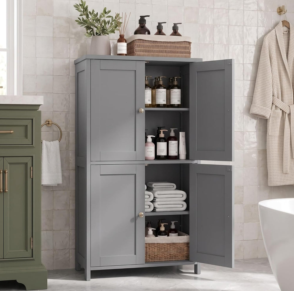 Vongrasig 43" Bathroom Storage Cabinet, Floor Cabinet with Doors, Grey