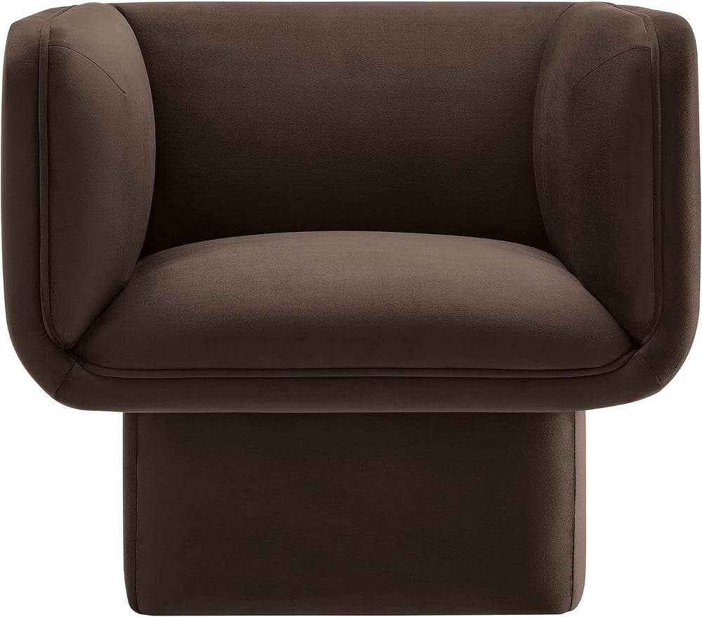 Modway Tate Performance Velvet Accent Chair in Chocolate Brown - Upholstered ...